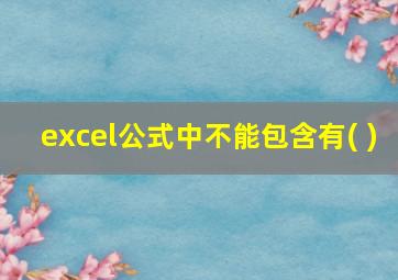 excel公式中不能包含有( )